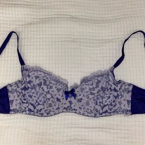 White and purple lace bra